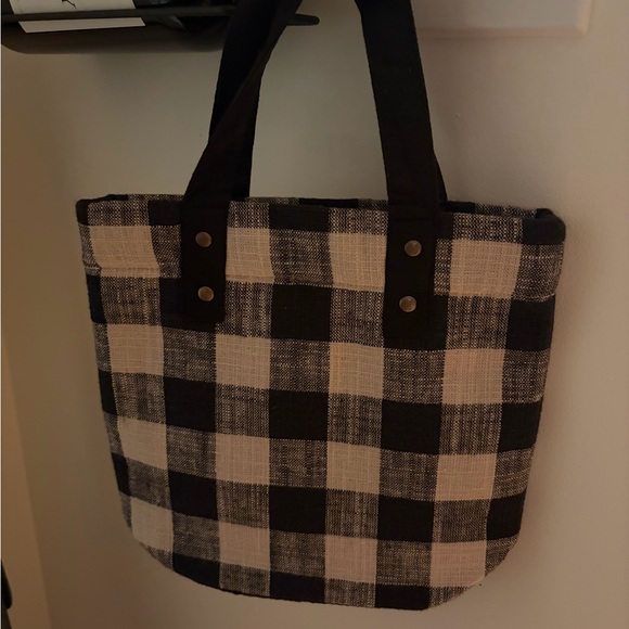 Pottery Barn Handbags - New-Pottery Barn Black and Cream Checkered Wine bag- fits 2 wine bottles